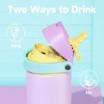 24 oz Insulated Water Bottle with Straw: Meoky Stainless Steel Metal Water Bottle with 2-in-1 Lid - Leak Proof, Cold for 24 Hours, Fits in Car Cup Holder, BPA-Free for Gym Travel Sports, Mauve - Image 4