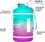 NatureWorks HydroMATE Half Gallon Water Bottle with Time Markers BPA Free Reusable Leak Proof Jug with Straw and Handle 64 oz - Image 3