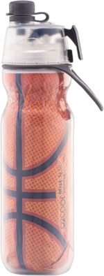 O2COOL Mist 'N Sip Misting Water Bottle 2-in-1 Mist And Sip Function With No Leak Pull Top Spout Reusable Sports Water Bottle - 20 oz (2 Pack Basketball) - Image 3