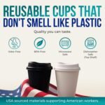 Rolling Sands USA Made 16 oz Reusable Coffee Cups with Lids 6 Pk, To Go Travel Cups, Hot or Cold Drinks, Dishwasher and Microwave Safe, Black - Image 4
