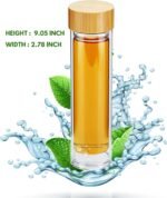 15oz Double Wall Glass Water Bottle with Bamboo Lid and Tea Infuser – Insulated, Leak-Proof, and Eco-Friendly Travel Tea Mug with Filter for Hot or Cold Beverages - Image 6