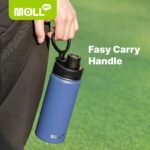 Mollcity Kids Water Bottle 2 Pack-16 oz Stainless Steel Double Wall Vacuum Insulated Wide Mouth Sports Water Bottle Flask with Leakproof Spout Lid (Royal Blue-Purple) - Image 4