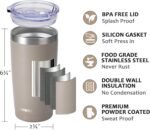 SUNWILL Travel Coffee Tumbler 20 oz, Insulated Mug with Lid, Stainless Steel Cup for Outdoor, Powder Coated Taupe - Image 3