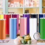 YOUKE OLA 12 Pack Stainless Steel Skinny Tumblers 20oz - Bulk Straight Double Wall Vacuum Insulated Tumbler with Lid and Straw & Silicone Base for Travel, DIY, 12 Colors - Image 7