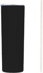 Personalized Skinny Stainless Steel Tumbler 20oz,Custom Coffee Tumbler Cup With Lid And Strawstraw Vacuum Insulated With Text Photo Logo Solid Black - Image 3