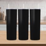 Personalized Skinny Stainless Steel Tumbler 20oz,Custom Coffee Tumbler Cup With Lid And Strawstraw Vacuum Insulated With Text Photo Logo Solid Black - Image 4