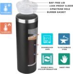 HASLE OUTFITTERS 20 oz Skinny Tumblers Bulk Set, Stainless Steel Insulated Slim Tumblers with Lids, Reusable Double Wall Travel Coffee Mugs, Durable Powder Coated Travel Water Cups(Black, 4) - Image 4