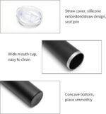 HASLE OUTFITTERS 20 oz Skinny Tumblers Bulk Set, Stainless Steel Insulated Slim Tumblers with Lids, Reusable Double Wall Travel Coffee Mugs, Durable Powder Coated Travel Water Cups(Black, 4) - Image 5