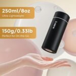 【Upgraded】Exllena Small Insulated Water Bottle 8 oz/250ml– Mini Insulated Water Bottle for Hot & Cold Drinks, Perfect Small Water Bottle for Travel, Purse...(Black) - Image 3