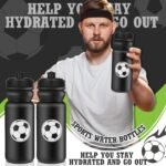 Nitial 12 Pack Water Bottles Bulk 20 oz Reusable Squeeze Water Bottles Plastic Sports Bottle with Pull Top Cap Sports Gifts Tumbler for Travel Gym Sport Party Supplies(Black,Soccer) - Image 4