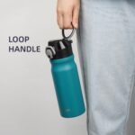 Konokyo Insulated Water Bottle with Straw and Carry Loop,18 oz Stainless Steel Double Wall Vaccum Metal Water Flask with Leak-proof Lid,Blue - Image 4