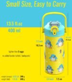 MYFOREST 14oz/400ml Insulated Kids Water Bottle, Odor-Free Surgical Grade Liner, Dishwasher-Safe, Name Spot, Soft Sipper (Penguin) - Image 7