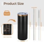 16 Pack Rose Gold Plated Stainless Steel Tumbler Straight Double Wall Powder Coated for Laser Engrave, 20oz Black to Bronze - Image 3