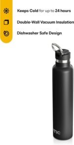 RTIC 26oz Journey Water Bottle Ceramic Lined Metal Stainless Steel Vacuum Insulated, BPA Free, Reusable, for Water, Hot and Cold Drinks, Travel, Sports, Camping, Black - Image 3