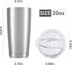 Orebigo 20 oz Tumbler with Lid Stainless Steel Double Wall Vacuum Insulated Tumblers Powder Coated Cups Travel Mug Keep Drinks Cold and Hot, Stainless Steel - Image 6