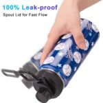 18oz Insulated Water Bottle with Straw Lid & Spout Lid, Baseball, Gift for Kids Boys to School Sports Travel Fitness Hiking Outdoors, Double Wall 18/8 Stainless Steel, Hands Wash Only, Blue - Image 4