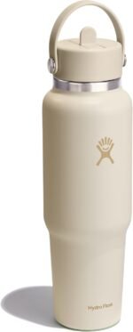 Hydro Flask Travel Water Bottle - Insulated Stainless Steel - Wide Straw Lid, Non Spill, Leakproof in 40 Oz Coconut Cream - Image 3