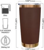 Metalya 20 oz Tumbler Stainless Steel Tumbler with Lid and Straw, Double Wall Vacuum Insulated Travel Coffee Mug for Laser Engrave, Powder Coated Cup for Hot and Cold Drinks (Brown,1 pack) - Image 3