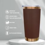 Metalya 20 oz Tumbler Stainless Steel Tumbler with Lid and Straw, Double Wall Vacuum Insulated Travel Coffee Mug for Laser Engrave, Powder Coated Cup for Hot and Cold Drinks (Brown,1 pack) - Image 4
