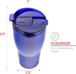 Silver Buffalo Double Walled Vacuum Insulated Stainless Steel Tumbler With Flip Top Lid Keeps Hot and Cold, Travel Coffee Mug Leakproof Lid, 30 Ounces, Royal Blue - Image 3