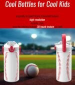 MYFOREST 14oz/400ml Insulated Kids Water Bottle, Odor-Free Surgical Grade Liner, Dishwasher-Safe, Name Spot, Soft Sipper, Gift for Sports Fan (Baseball) - Image 3