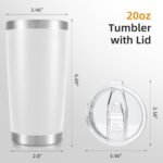 HZJSTSWQ 20 oz Tumbler Bulk with Lid Stainless Steel Insulated Tumblers Double Wall Vacuum Coffee Mug Powder Coated Tumbler Cups for Cold and Hot Drinks, White, 6 pack - Image 6
