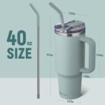 SMLIXE 40 oz Tumbler with Handle and Straw Lid,Insulated Reusable Stainless Steel Water Bottle Travel Mug，Cupholder Friendly Double Wall Vacuum Sealed Cup (Shale) - Image 4