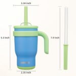 BJPKPK 14 OZ Insulated Travel Tumbler with Handle and Straw, Stainless Steel Water Bottle, Double Wall Vacuum Insulated Mug, for Work, Car, Travel, Sky Blue - Image 4