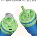 BJPKPK 14 OZ Insulated Travel Tumbler with Handle and Straw, Stainless Steel Water Bottle, Double Wall Vacuum Insulated Mug, for Work, Car, Travel, Sky Blue - Image 5