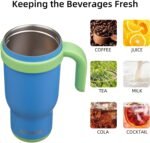 BJPKPK 14 OZ Insulated Travel Tumbler with Handle and Straw, Stainless Steel Water Bottle, Double Wall Vacuum Insulated Mug, for Work, Car, Travel, Sky Blue - Image 6