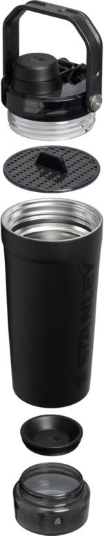 STANLEY Vitalize Shaker Bottle 20 oz | Leakproof Insulated Stainless Steel Shaker Cup | Base Storage and Twist On Fast Flow Lid | Protein Shakes and Pre Workout Powder | BPA-Free | Black - Image 3