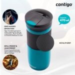 Contigo Byron Snapseal Travel Mug, Stainless Steel Thermal mug, vacuum flask, leakproof tumbler, coffee mug with BPA free Easy-Clean Lid, 470 ml, Biscay Bay - Image 4