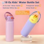 2 PACK 18 OZ Water Bottle for Kids, Stainless Steel Double Insulated Sports Water Bottle, Leak Proof Straw Cup for School, Gifts and Travel, BPA Free (Light Pink, Purple) - Image 7