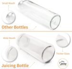 All About Juicing Clear Glass Water Bottles Set - 6 Pack Wide Mouth with Lids for Juice, Smoothies, Beverage Storage - 16 oz, Durable, Reusable, Dishwasher Safe, Leak Proof (White Caps) - Image 5