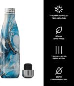 S'well Stainless Steel Water Bottle, 17oz, Ocean Marble, Triple Layered Vacuum Insulated Containers Keeps Drinks Cold for 36 Hours and Hot for 18, BPA Free, Perfect for On the Go - Image 4