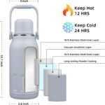 BJPKPK Vacuum Insulated Thermal Water Bottle with Handle and Lid 40oz Stainless Steel Water Bottles for Cold and Hot Beverages,Blue Haze - Image 3