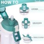 Seekua 20 oz Sports Glass Water Bottle with Straw & Time Marker, Motivational Kids Daily Glass Drinking Bottle with Strap for Children, School - Image 3