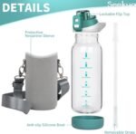 Seekua 20 oz Sports Glass Water Bottle with Straw & Time Marker, Motivational Kids Daily Glass Drinking Bottle with Strap for Children, School - Image 4