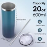 Volhoply 4 Pack Skinny Tumblers with Lid and Straw, 20oz Stainless Steel Straight Tumbler Bulk, Vacuum Insulated Coffee Mug for Home, Office, Travel, DIY (Mix Color,4 Pack) - Image 3