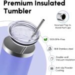 Volhoply 4 Pack Skinny Tumblers with Lid and Straw, 20oz Stainless Steel Straight Tumbler Bulk, Vacuum Insulated Coffee Mug for Home, Office, Travel, DIY (Mix Color,4 Pack) - Image 4