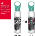 Pyrex 24-Oz Color Changing Glass Water Bottle with Silicone Coating, Leakproof and Textured Glass Reusable Water Bottle with Flip-Top Lid, Eco-Friendly, BPA-Free Silicone Coating, Doodles - Image 3