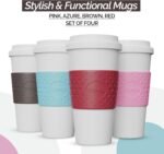 Copco Acadia Travel Mug (4-Pack), 16oz Insulated Coffee Mug with Double-Walled Plastic, Leak-Proof Lid - Microwave & Dishwasher Safe, Non-Slip Sleeve, Hot & Cold Drinks - Bright Colors - Image 3
