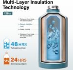 DYSANKY 1 Gallon Water Bottle Insulated | Thickened Stainless Steel Vacuum Metal Water Jug | Portable Sports Large for Gym and Hiking with Straw, Carrier Bag, Handle Strap | BPA-Free 128 oz - Image 4