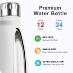 Mollcity Small Water Bottles -9 oz Stainless Steel Insulated Water Bottles for Back to School Reusable Metal Flask for Girls (White) - Image 5