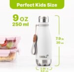 Mollcity Small Water Bottles -9 oz Stainless Steel Insulated Water Bottles for Back to School Reusable Metal Flask for Girls (White) - Image 8