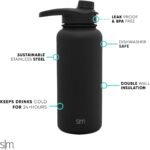 Simple Modern Water Bottle with Chug Lid Vacuum Insulated Stainless Steel Metal Thermos Bottles | Reusable Leak Proof BPA-Free Flask for Sports | Summit Collection | 32oz, Midnight Black - Image 3