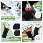 Vesici 12 Set 18 oz Clear Glass Water Bottles, Reusable Glass Juicing Bottles with Protection Sleeve and Stainless Steel Leak Proof Lids for Milk Smoothie Juice Beverage Tea (Black,Stylish) - Image 4