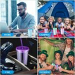 Nuogo 4 Pieces Insulated Double Wall Plastic Tumbler with Lids and Straws Reusable Transparent Plastic Cup 16 oz Tumbler Bulk for Coffee Drinks Milk Tea Juice, Pink, Blue, Green, Purple - Image 7