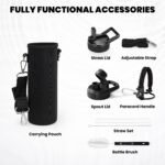 RAYMYLO Insulated Water Bottle 24oz, Triple Wall Vacuum Stainless Steel (Cold for 48 Hrs, Hot for 24Hrs), Leak Proof & Non-BPA, 24oz Hydro Water Flask with Paracord Handle & Straw Spout Lids - Image 6