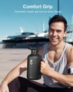 Trebo Half Gallon 64oz Water Bottle with Handle,Double Wall Vacuum Insulated Large Water Jug,Stainless Steel Water Bottle Flask,Gym Water Bottles For Men with Straw Spout Lids Strap,Black - Image 3